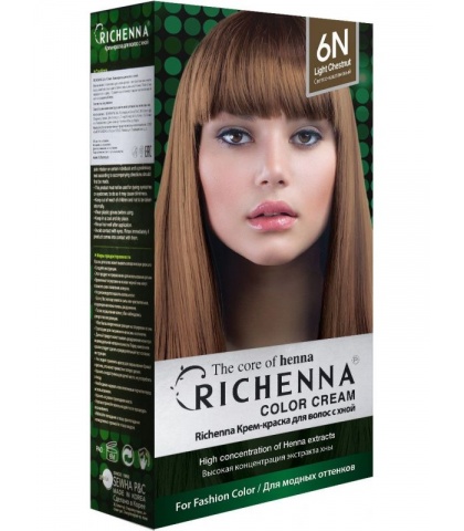 Крем-краска Richenna для волос с хной 6N (Light Chestnut)