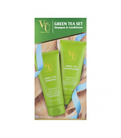 Набор подарочный для роста волос с зеленым чаем "Green Tea" Шампунь 200 мл + Кондиционер 200 мл, Von-U Limoni