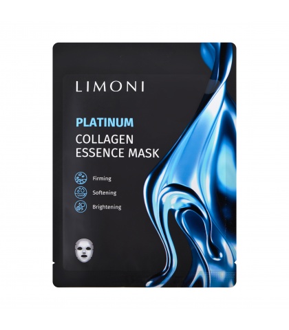 Тканевая маска для лица восстанавливающая с коллоидной платиной и коллагеном Platinum Collagen Essence Mask 23гр, Limoni