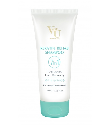 Шампунь для волос с кератином Keratin Rehab 200 мл, Von-U Limoni
