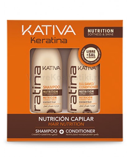  KERATINA Набор укрепляющий шампунь + кондиционер с кератином для всех типов волос 2х100мл Kativa