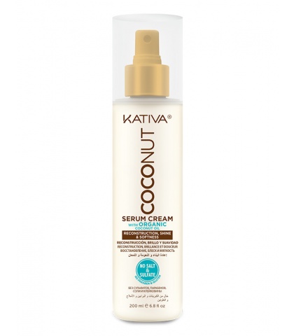 Kativa COCONUT Восстанавливающая крем-сыворотка с  кокосовым маслом для поврежденных волос 200мл