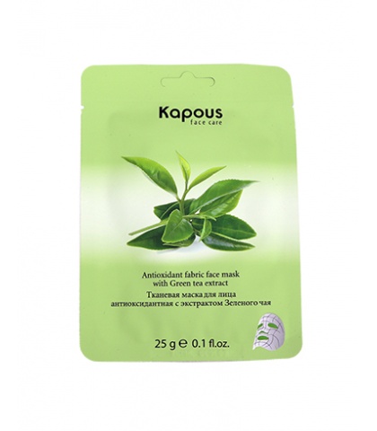 Тканевая маска Kapous Professional для лица антиоксидантная с экстрактом Зеленого чая, 25 г