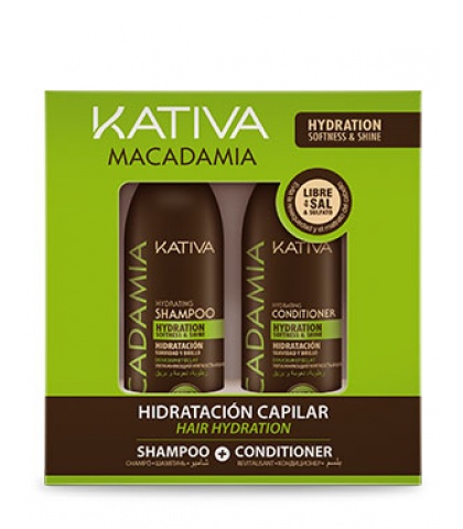 MACADAMIA Набор интенсивно увлажняющий кондиционер + шампунь для нормальных и поврежденных волос 2х100мл Kativa