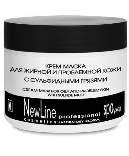 NewLine Крем-маска для жирной и проблемной кожи лица с сульфидными грязями, 300 мл