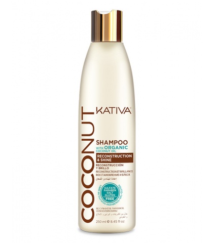 Kativa COCONUT Восстанавливающий безсульфатный шампунь с органическим кокосовым маслом для поврежденных волос, 250мл