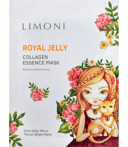 Маска для лица питатательная с пчелинным маточным молочком и коллагеном Royal Jelly Collagen Essence Mask 25гр, Limoni