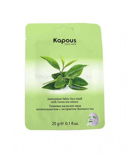 Тканевая маска Kapous Professional для лица антиоксидантная с экстрактом Зеленого чая, 25 г