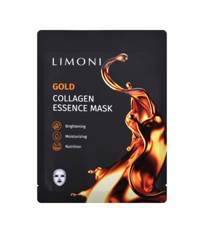 Тканевая маска для лица восстанавливающая с коллоидным золотом и коллагеном Gold Collagen Essence Mask 23гр, Limoni