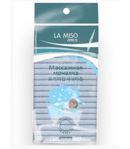  Массажная мочалка голубая MED-01 (средней жесткости) La Miso 