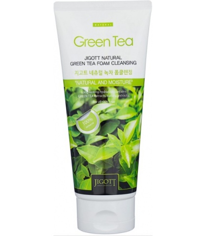 JIGOTT Natural Очищающая пенка с экстрактом зеленого чая 180 мл