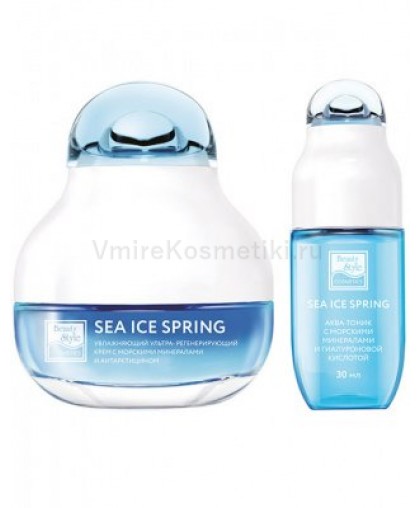 Набор увлажняющих средств с морскими минералами, гиалуроновой кислотой и антарктицином «Sea Ice Spring» 2 шага, Beauty Style