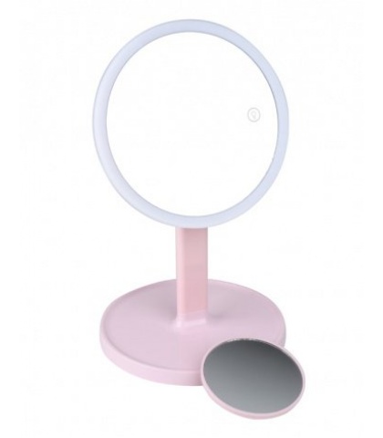 Косметическое зеркало Gezatone 1x/7x со светодиодной подсветкой LM208 (розовое)