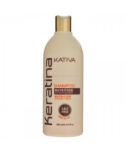 KERATINA Укрепляющий шампунь с кератином для всех типов волос 500мл Kativa 