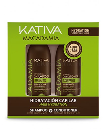 MACADAMIA Набор интенсивно увлажняющий кондиционер + шампунь для нормальных и поврежденных волос 2х100мл Kativa