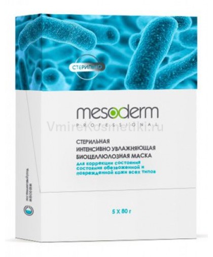 Увлажняющая биоцеллюлозная маска после процедур стерильная Mesoderm, 5 шт x 80 гр.