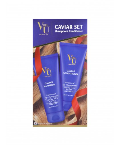 Набор подарочный для роста волос с икрой "Caviar Set" Шампунь 200 мл + Кондиционер 200 мл, Von-U Limoni